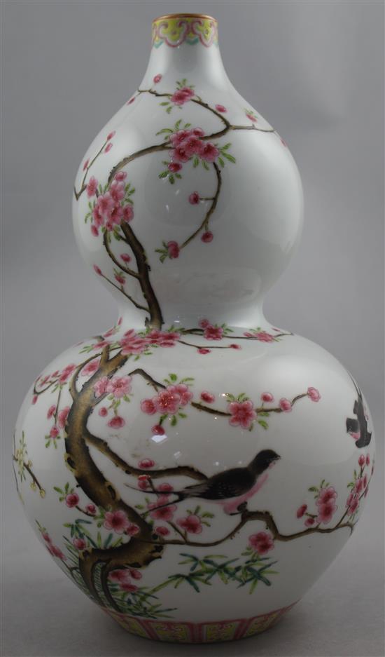 A Chinese famille rose double gourd vase, Daoguang mark but later, 26.5cm